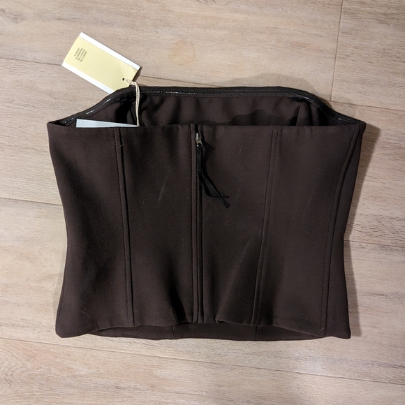 Aritzia Wilfred Castle Bustier, softly structured strapless bustier, mocha brown - Picture 12 of 12